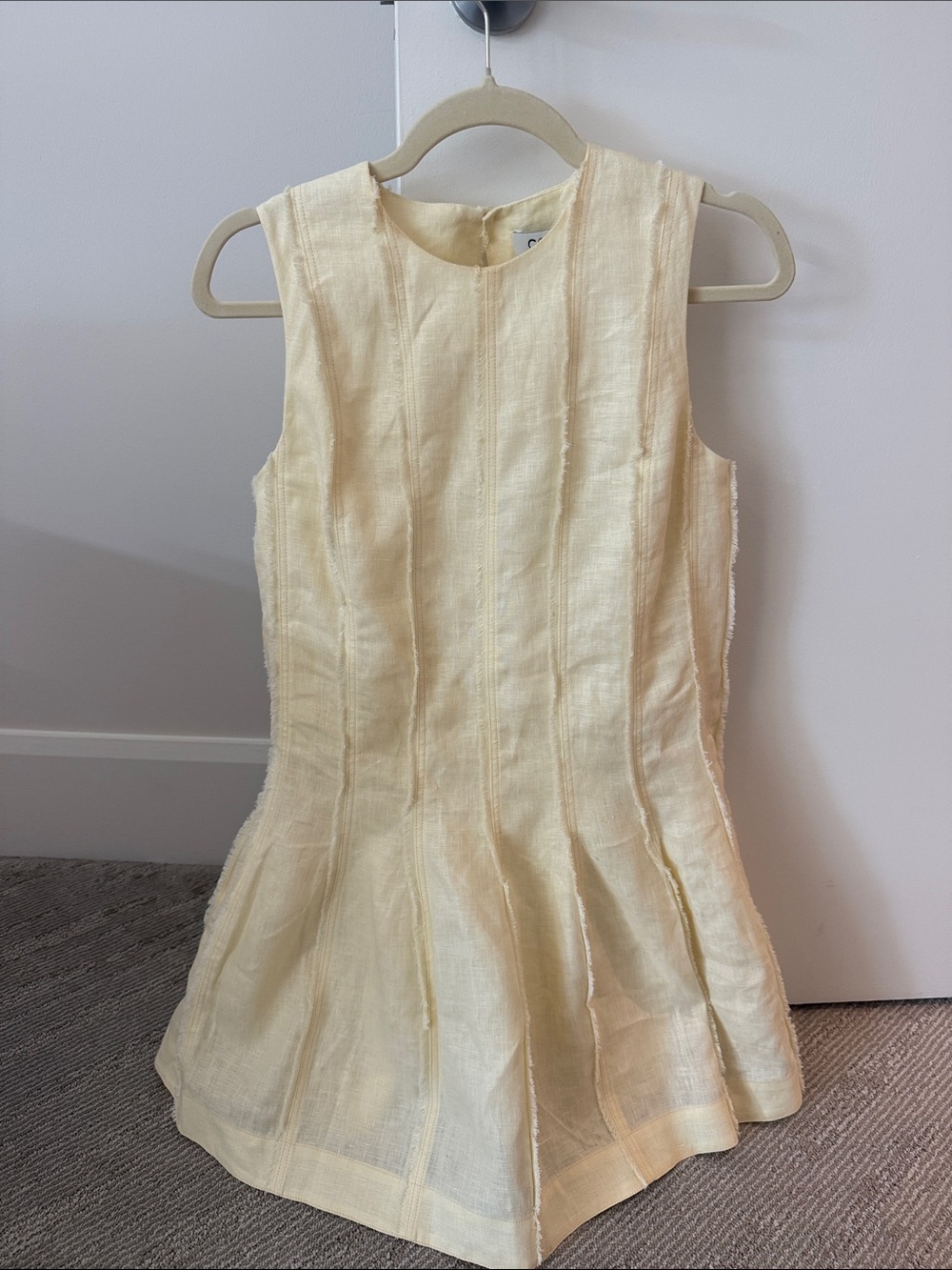 COS Butter Yellow Sleeveless Linen-Blend Panel Dress - Picture 1 of 3